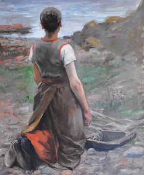 Gustaf Olaf Cedeström, Paysanne de dos, peinture à l’huile sur toile, don Alfred Boucher, 1902 