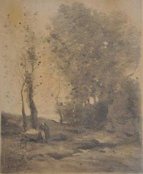 Camille Corot, Paysage, 1865, fusain, estompe sur papier