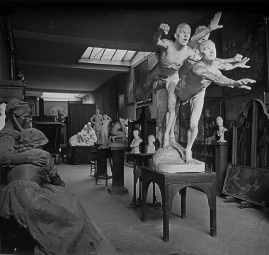 Atelier d’Alfred Boucher, après 1902, photographie stéréoscopique sur plaque de verre, don Robert Huchard, 2001 © musée Camille Claudel 